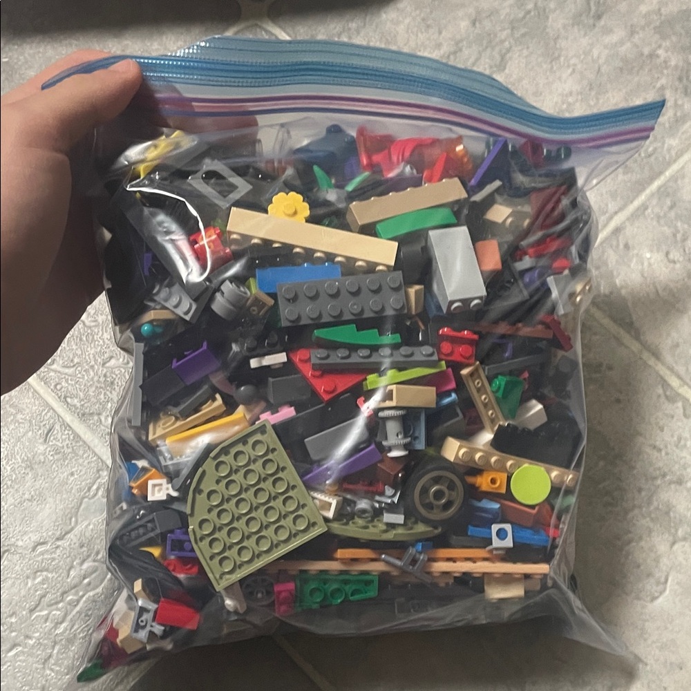 Colorful randomly assorted Lego bricks and pieces